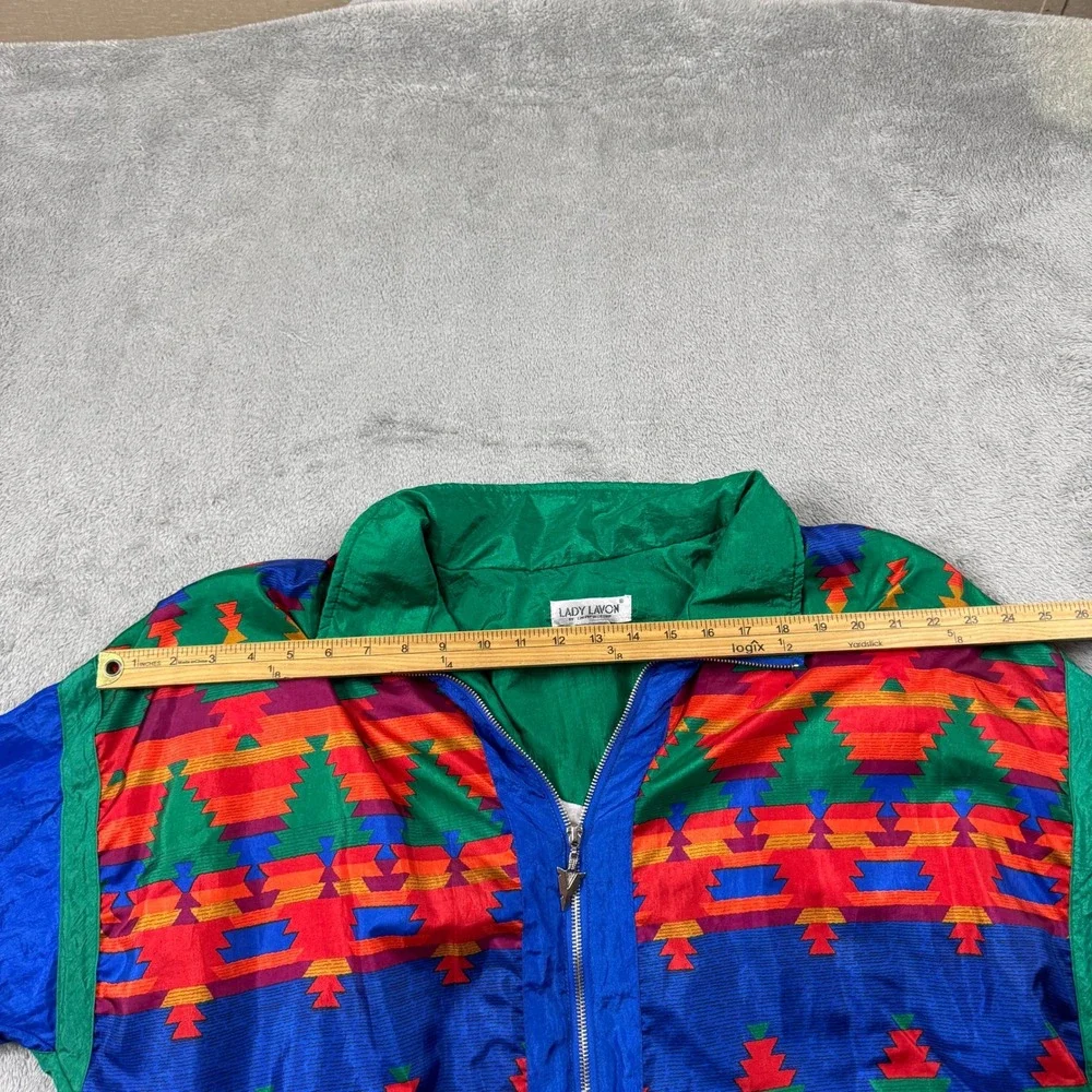 Lady‎ Lavon Windbreaker Jacket Women 1X Multicolor Vintage Southwestern Zip